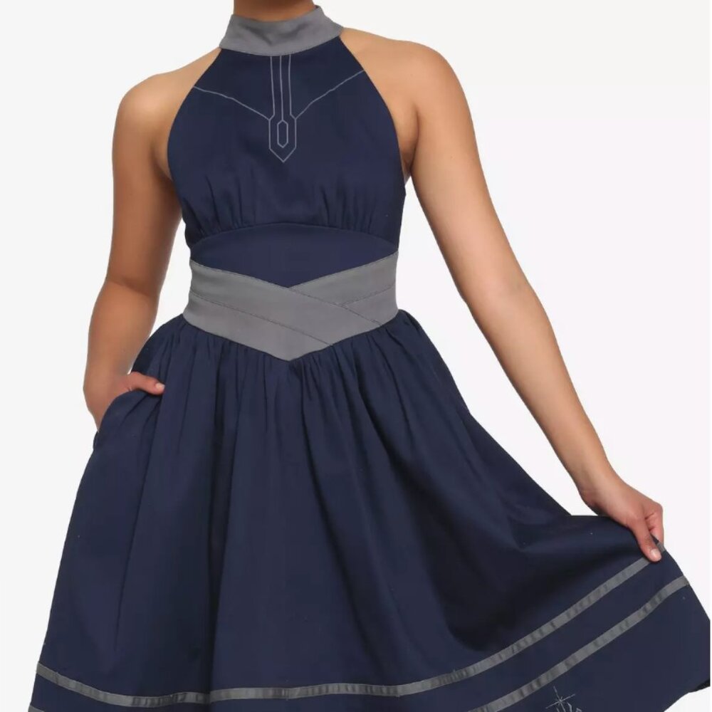 Her Universe Star Wars Ahsoka Tano Halter Dress Sz M Navy Blue Pockets